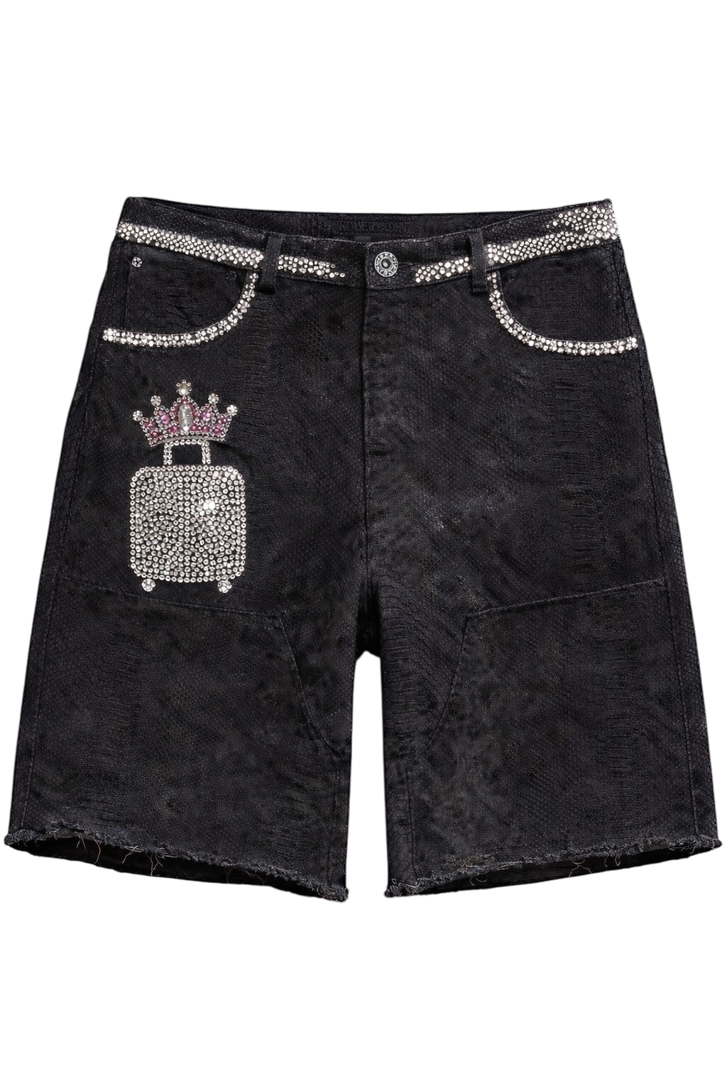 studded suitcase denim shorts