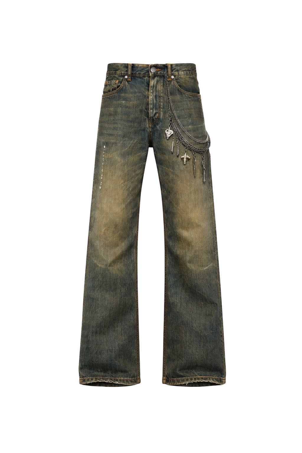 oil wash straight leg denim